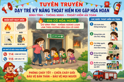 TRƯỜNG MẦM NON NAM GIANG TỔ CHỨC DẠY TRẺ KỸ NĂNG THOÁT HIỂM KHI GẶP HỎA HOẠN